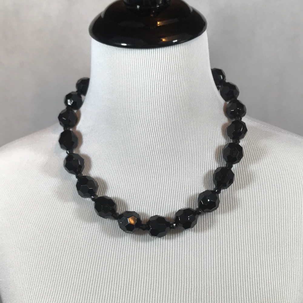 Francesca’s Black bead tie necklace, one size